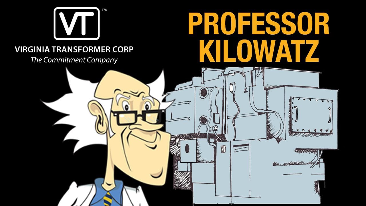 Professor Kilowatz beside a Virginia Transformer
